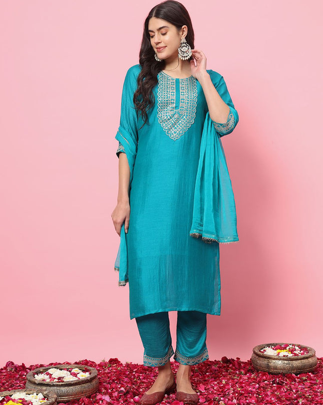 Fashion Dream WOMEN RAMA Silk Blend Designer Readymade Suit