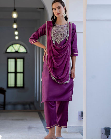 Fashion Dream WOMEN MAGENTA Silk Blend Designer Readymade Suit