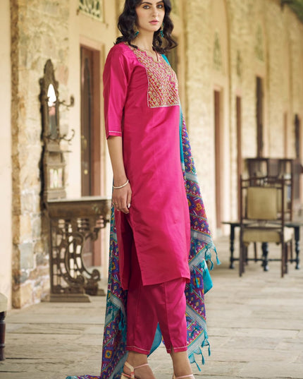 Fashion Dream WOMEN PINK Silk Blend Designer Readymade Suit