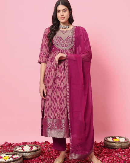Fashion Dream WOMEN PURPLE Cotton Silk Designer Readymade Suit