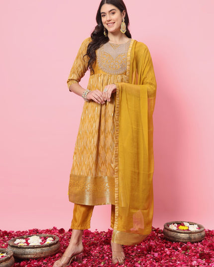 Fashion Dream WOMEN MUSTARD Cotton Silk Designer Readymade Suit