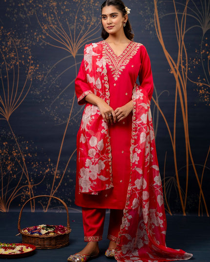 Fashion Dream WOMEN PINK Silk Blend Designer Readymade Suit