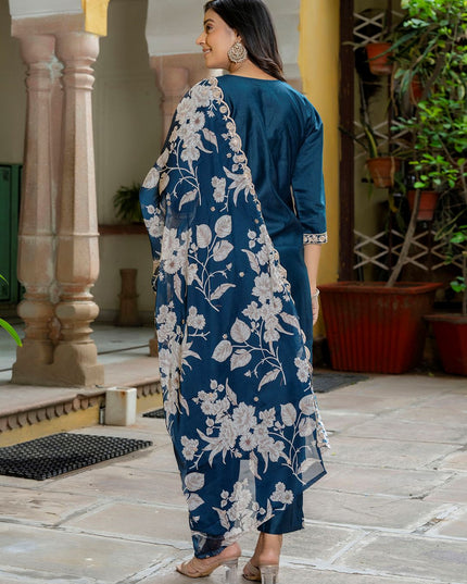 Fashion Dream WOMEN TEAL Silk Blend Designer Readymade Suit