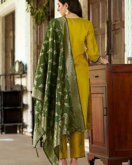 Fashion Dream WOMEN LEMON Silk Blend Designer Readymade Suit