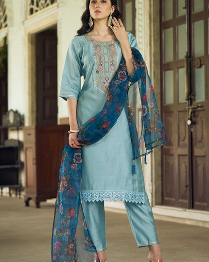 Fashion Dream WOMEN SKY Viscose Rayon Designer Readymade Suit
