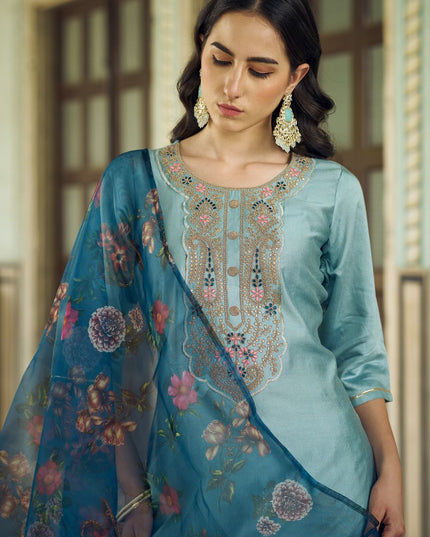 Fashion Dream WOMEN SKY Viscose Rayon Designer Readymade Suit