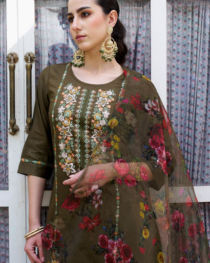 Fashion Dream WOMEN MEHNDI Viscose Rayon Designer Readymade Suit