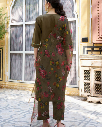 Fashion Dream WOMEN MEHNDI Viscose Rayon Designer Readymade Suit