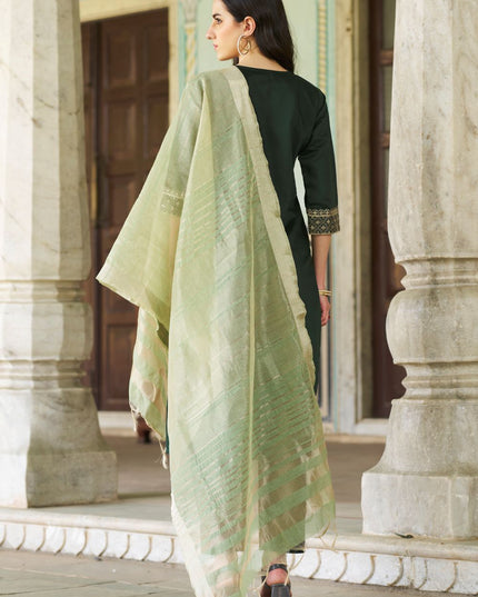Fashion Dream WOMEN GREEN Viscose Rayon Designer Readymade Suit