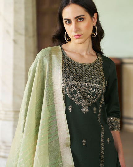Fashion Dream WOMEN GREEN Viscose Rayon Designer Readymade Suit