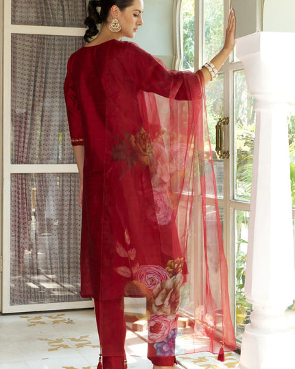 Fashion Dream WOMEN MAROON Cotton Silk Designer Readymade Suit