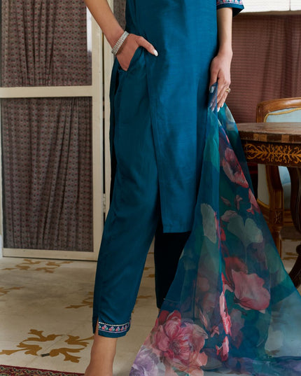 Fashion Dream WOMEN TEAL BLUE Cotton Silk Designer Readymade Suit