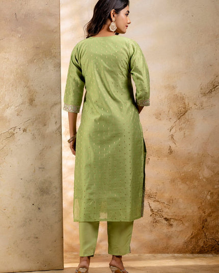 Fashion Dream WOMEN MEHNDI Chanderi Silk Designer Readymade Suit