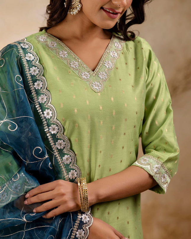 Fashion Dream WOMEN MEHNDI Chanderi Silk Designer Readymade Suit