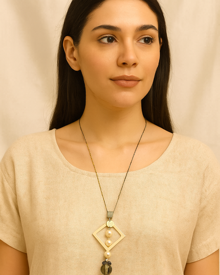 Minimal Geometric Long Necklace for Women