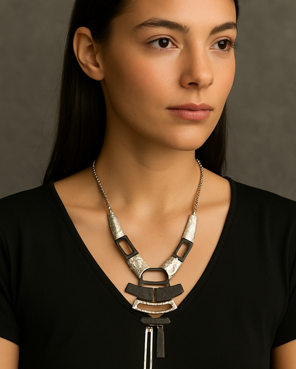 Oxidised Tribal Pendant Necklace for Women