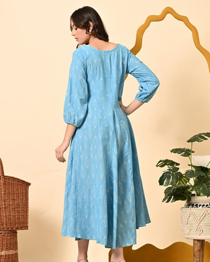 Royale IX Blue Ikat Dress with Pockets