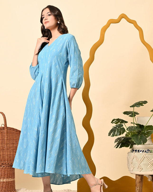 Royale IX Blue Ikat Dress with Pockets