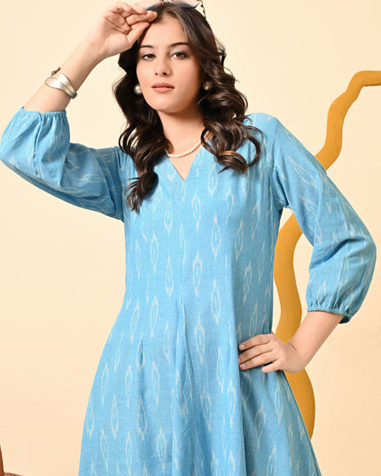 Royale IX Blue Ikat Dress with Pockets