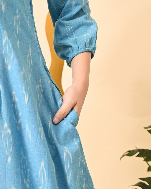 Royale IX Blue Ikat Dress with Pockets