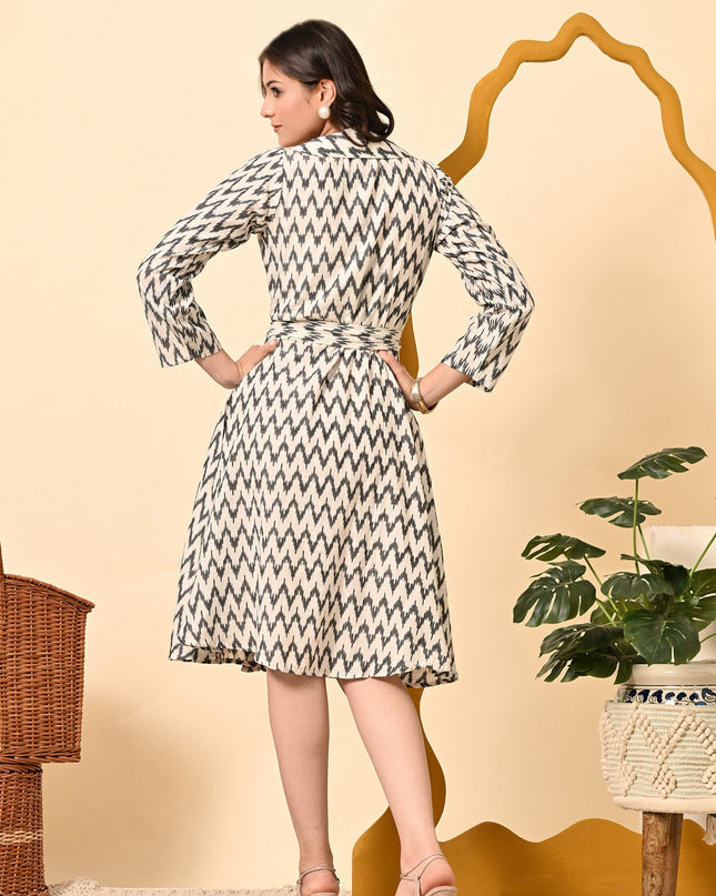 Buy Double Breasted Ikat Dress Online