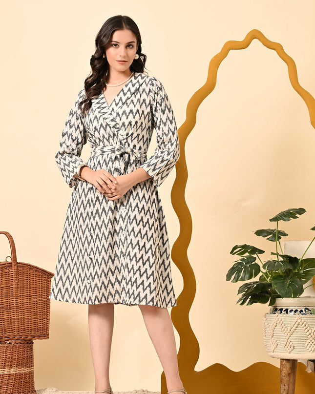 Buy Double Breasted Ikat Dress Online