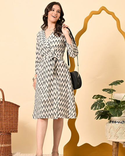 Buy Double Breasted Ikat Dress Online