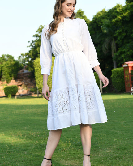 White Hakoba Cotton Dress for Women