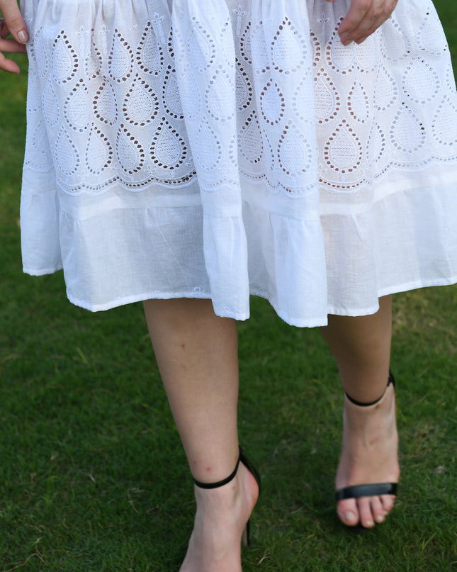 White Hakoba Cotton Dress for Women