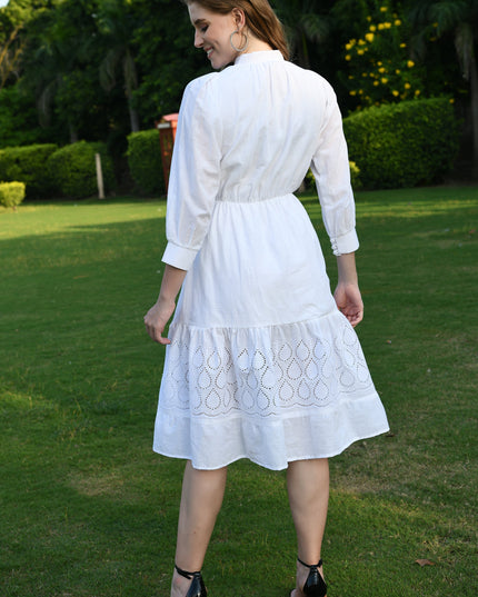 White Hakoba Cotton Dress for Women