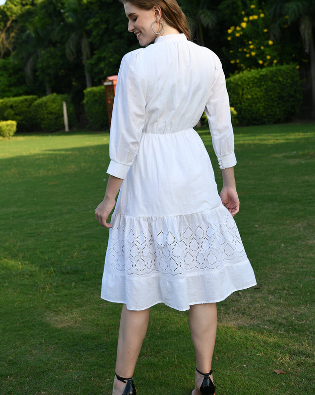 White Hakoba Cotton Dress for Women