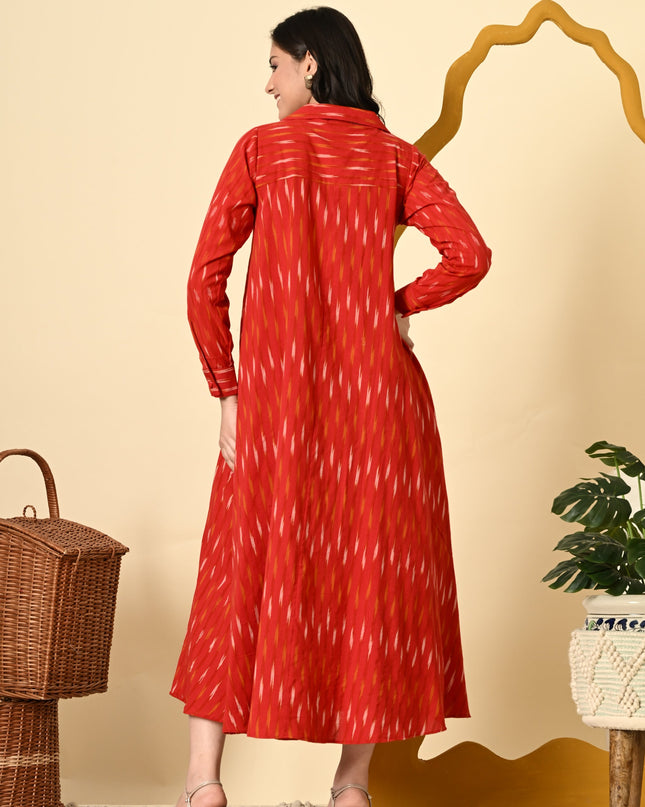Ikat Shirt Dress Handloom Loose Fit Style