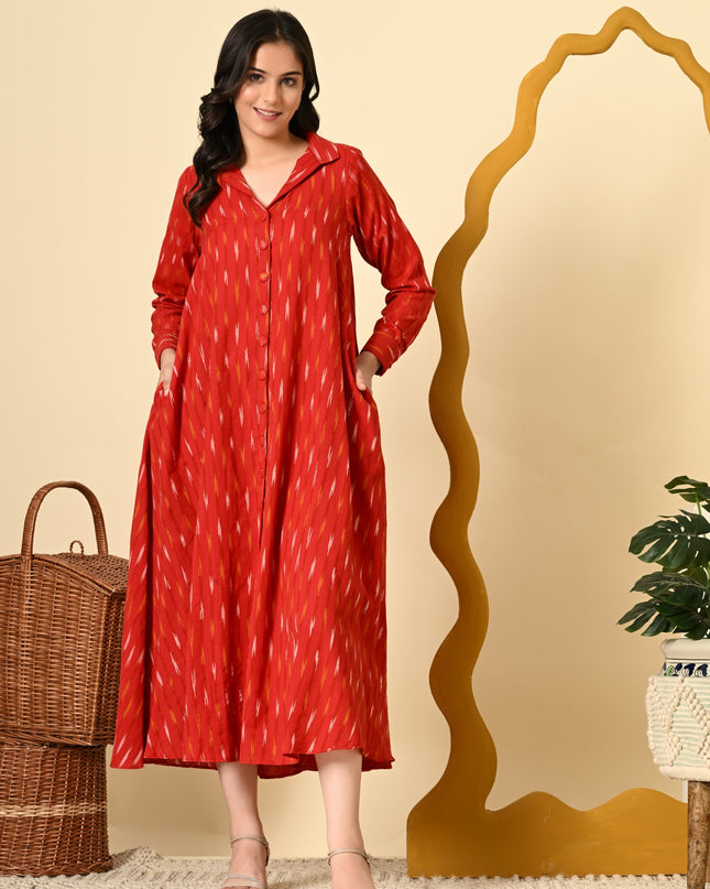 Ikat Shirt Dress Handloom Loose Fit Style