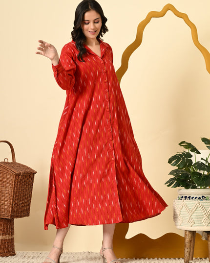 Ikat Shirt Dress Handloom Loose Fit Style