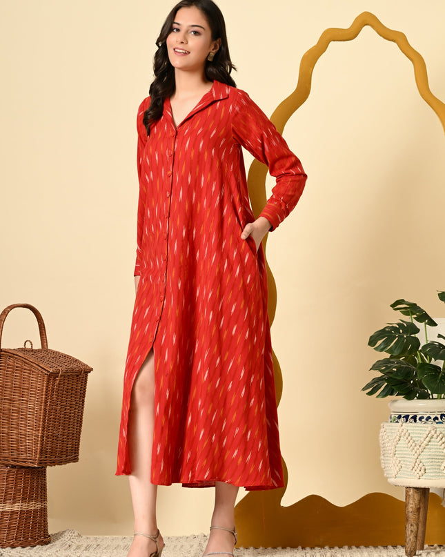 Ikat Shirt Dress Handloom Loose Fit Style