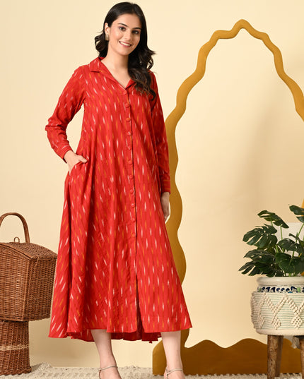 Ikat Shirt Dress Handloom Loose Fit Style