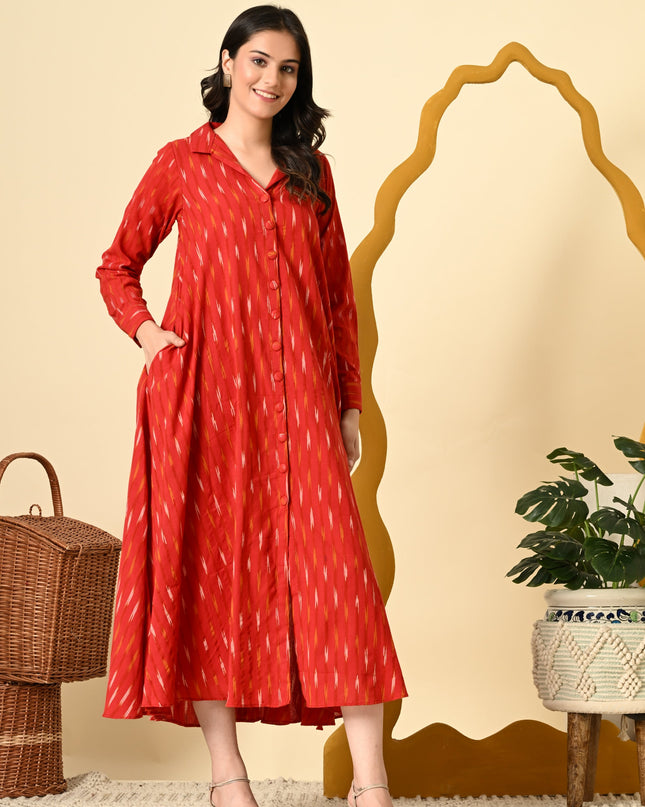 Ikat Shirt Dress Handloom Loose Fit Style