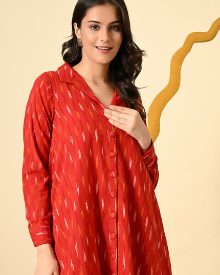 Ikat Shirt Dress Handloom Loose Fit Style