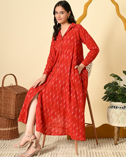 Ikat Shirt Dress Handloom Loose Fit Style