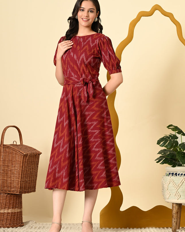 Ikat Fit and Flare Dress for Women