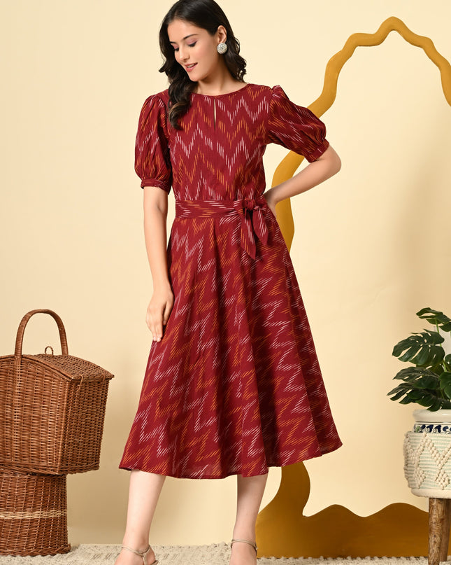 Ikat Fit and Flare Dress for Women