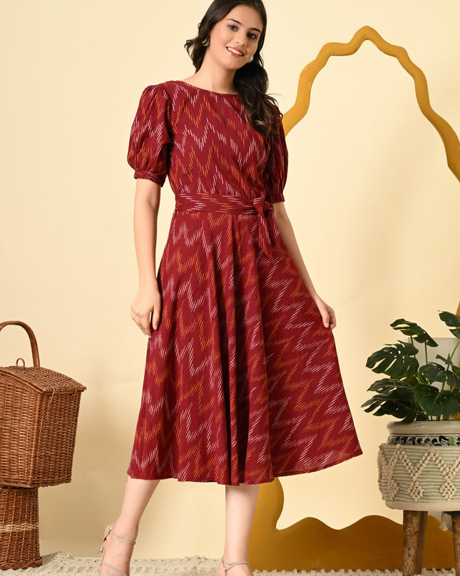 Ikat Fit and Flare Dress for Women