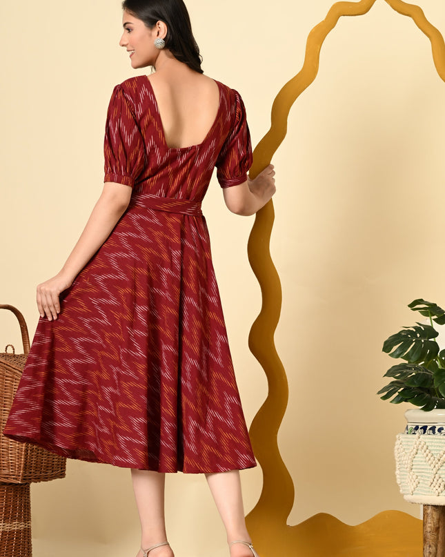 Ikat Fit and Flare Dress for Women