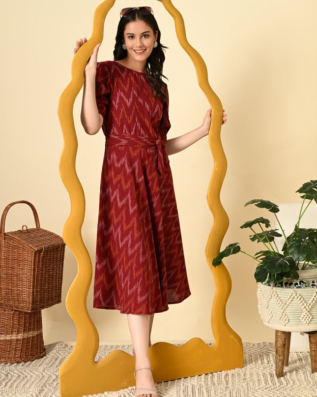 Ikat Fit and Flare Dress for Women