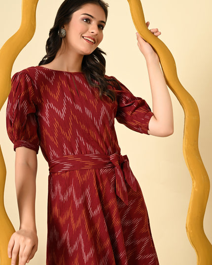 Ikat Fit and Flare Dress for Women