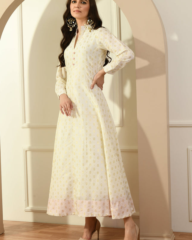 Chanderi Khadi Anarkali Kurta for Women