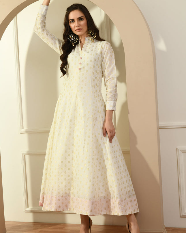 Chanderi Khadi Anarkali Kurta for Women