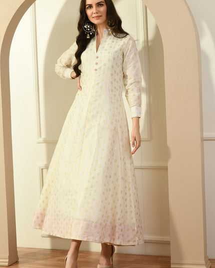 Chanderi Khadi Anarkali Kurta for Women