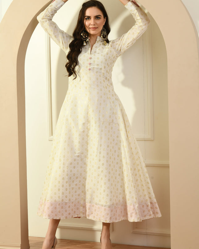 Chanderi Khadi Anarkali Kurta for Women
