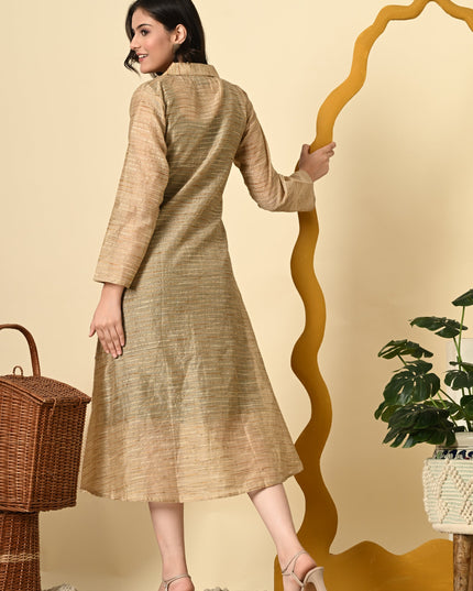 Green Indo Western Dress with Golden Jacket Co-ord Set